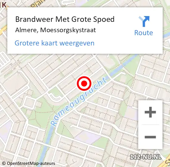 Locatie op kaart van de 112 melding: Brandweer Met Grote Spoed Naar Almere, Moessorgskystraat op 10 april 2024 10:01