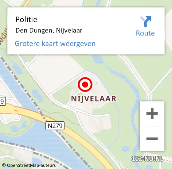 Locatie op kaart van de 112 melding: Politie Den Dungen, Nijvelaar op 10 april 2024 10:22
