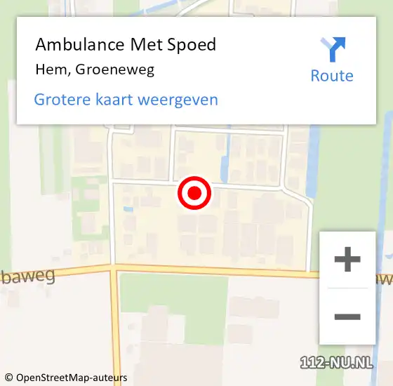 Locatie op kaart van de 112 melding: Ambulance Met Spoed Naar Hem, Groeneweg op 10 april 2024 10:25