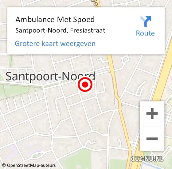 Locatie op kaart van de 112 melding: Ambulance Met Spoed Naar Santpoort-Noord, Fresiastraat op 10 april 2024 10:25