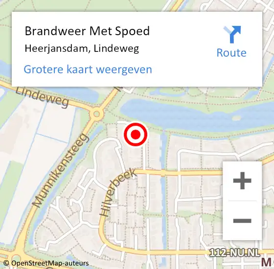 Locatie op kaart van de 112 melding: Brandweer Met Spoed Naar Heerjansdam, Lindeweg op 10 april 2024 10:33