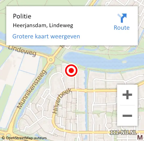 Locatie op kaart van de 112 melding: Politie Heerjansdam, Lindeweg op 10 april 2024 10:42