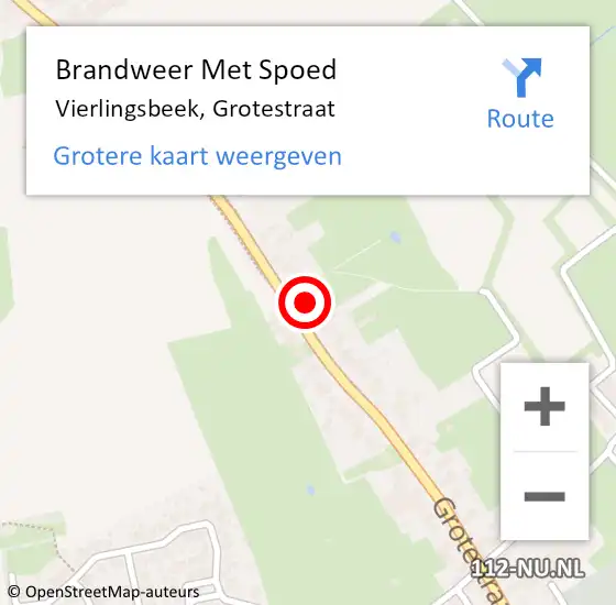 Locatie op kaart van de 112 melding: Brandweer Met Spoed Naar Vierlingsbeek, Grotestraat op 10 april 2024 11:45