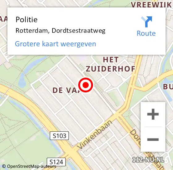 Locatie op kaart van de 112 melding: Politie Rotterdam, Dordtsestraatweg op 10 april 2024 12:33