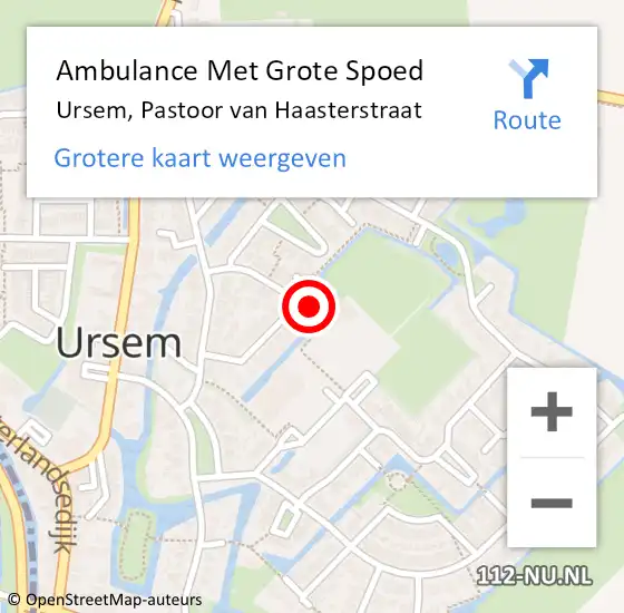 Locatie op kaart van de 112 melding: Ambulance Met Grote Spoed Naar Ursem, Pastoor van Haasterstraat op 10 april 2024 13:07