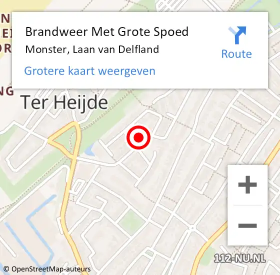 Locatie op kaart van de 112 melding: Brandweer Met Grote Spoed Naar Monster, Laan van Delfland op 10 april 2024 13:12