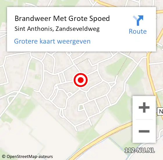 Locatie op kaart van de 112 melding: Brandweer Met Grote Spoed Naar Sint Anthonis, Zandseveldweg op 10 april 2024 13:19