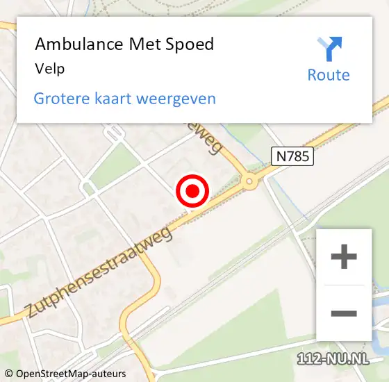 Locatie op kaart van de 112 melding: Ambulance Met Spoed Naar Velp op 10 april 2024 13:48