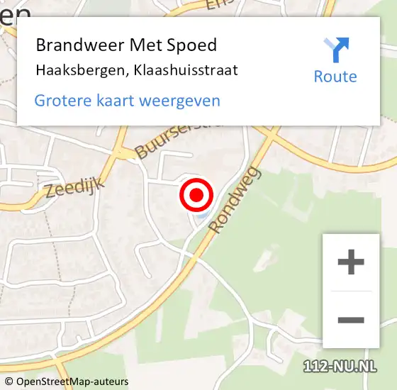 Locatie op kaart van de 112 melding: Brandweer Met Spoed Naar Haaksbergen, Klaashuisstraat op 10 april 2024 13:53