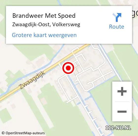Locatie op kaart van de 112 melding: Brandweer Met Spoed Naar Zwaagdijk-Oost, Volkersweg op 10 april 2024 13:58