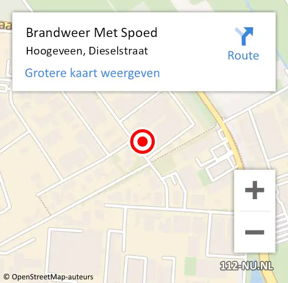 Locatie op kaart van de 112 melding: Brandweer Met Spoed Naar Hoogeveen, Dieselstraat op 10 april 2024 14:03