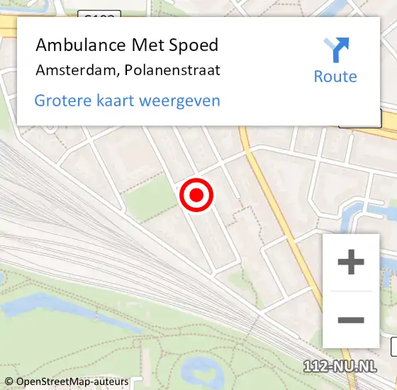 Locatie op kaart van de 112 melding: Ambulance Met Spoed Naar Amsterdam, Polanenstraat op 10 april 2024 14:04