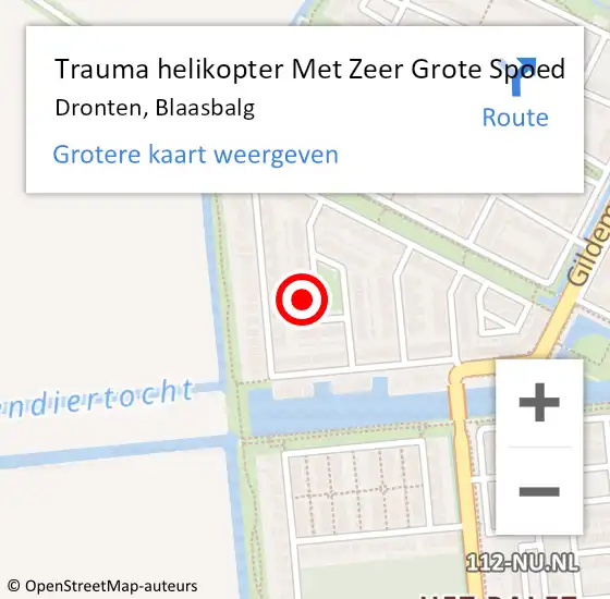 Locatie op kaart van de 112 melding: Trauma helikopter Met Zeer Grote Spoed Naar Dronten, Blaasbalg op 10 april 2024 14:25