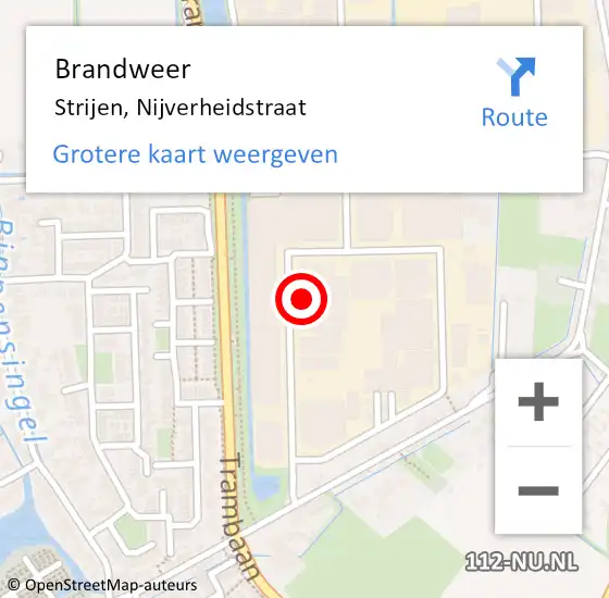 Locatie op kaart van de 112 melding: Brandweer Strijen, Nijverheidstraat op 10 april 2024 14:42