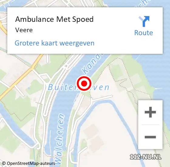 Locatie op kaart van de 112 melding: Ambulance Met Spoed Naar Veere op 10 april 2024 14:43