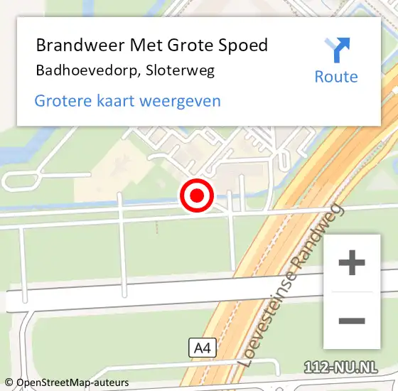 Locatie op kaart van de 112 melding: Brandweer Met Grote Spoed Naar Badhoevedorp, Sloterweg op 10 april 2024 14:45