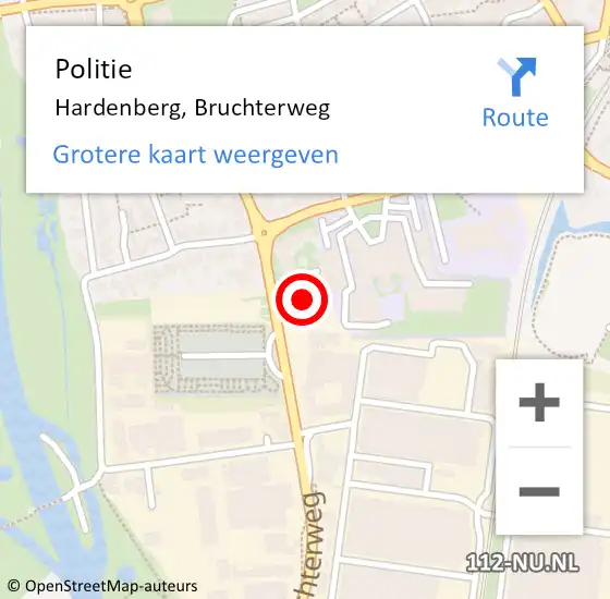 Locatie op kaart van de 112 melding: Politie Hardenberg, Bruchterweg op 10 april 2024 14:55