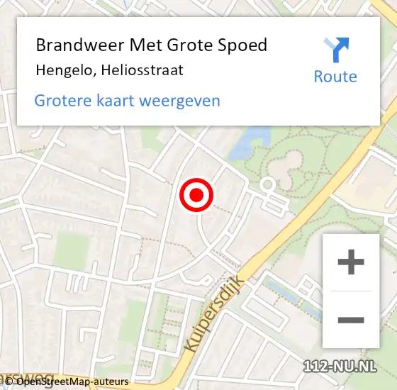 Locatie op kaart van de 112 melding: Brandweer Met Grote Spoed Naar Hengelo, Heliosstraat op 10 april 2024 15:03