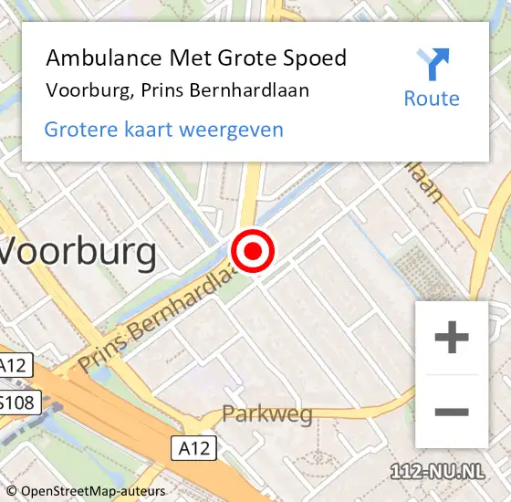 Locatie op kaart van de 112 melding: Ambulance Met Grote Spoed Naar Voorburg, Prins Bernhardlaan op 10 april 2024 15:04