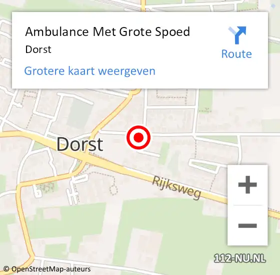 Locatie op kaart van de 112 melding: Ambulance Met Grote Spoed Naar Dorst op 10 april 2024 15:20