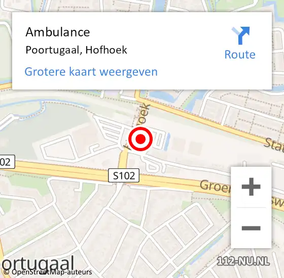 Locatie op kaart van de 112 melding: Ambulance Poortugaal, Hofhoek op 10 april 2024 15:20