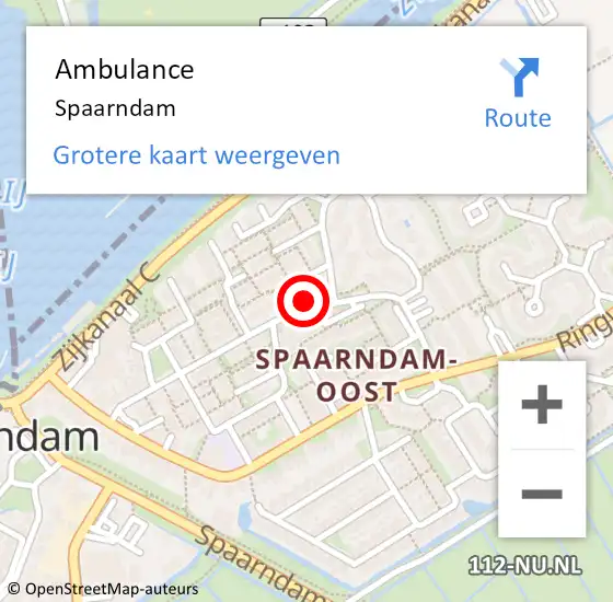Locatie op kaart van de 112 melding: Ambulance Spaarndam op 10 april 2024 15:58