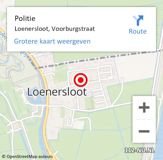 Locatie op kaart van de 112 melding: Politie Loenersloot, Voorburgstraat op 10 april 2024 16:10