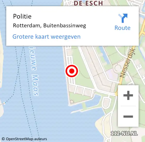 Locatie op kaart van de 112 melding: Politie Rotterdam, Buitenbassinweg op 10 april 2024 16:22