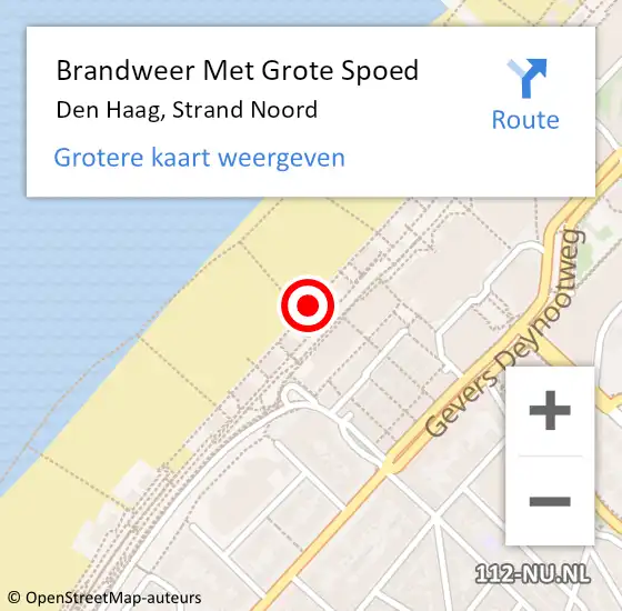 Locatie op kaart van de 112 melding: Brandweer Met Grote Spoed Naar Den Haag, Strand Noord op 10 april 2024 16:44
