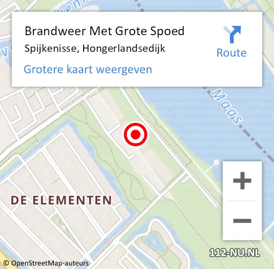 Locatie op kaart van de 112 melding: Brandweer Met Grote Spoed Naar Spijkenisse, Hongerlandsedijk op 10 april 2024 16:48