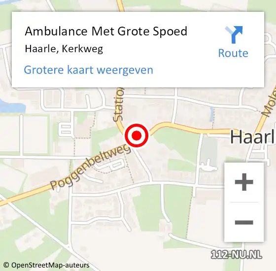 Locatie op kaart van de 112 melding: Ambulance Met Grote Spoed Naar Haarle, Kerkweg op 10 april 2024 17:02