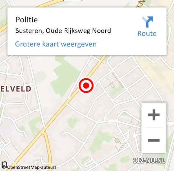 Locatie op kaart van de 112 melding: Politie Susteren, Oude Rijksweg Noord op 10 april 2024 17:02