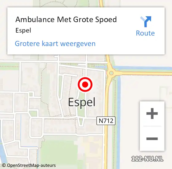 Locatie op kaart van de 112 melding: Ambulance Met Grote Spoed Naar Espel op 10 april 2024 17:05