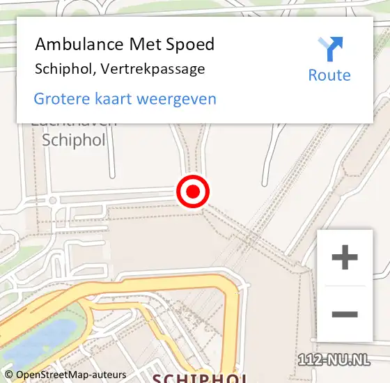 Locatie op kaart van de 112 melding: Ambulance Met Spoed Naar Schiphol, Vertrekpassage op 10 april 2024 17:11