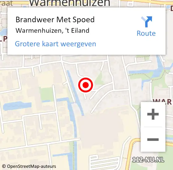 Locatie op kaart van de 112 melding: Brandweer Met Spoed Naar Warmenhuizen, 't Eiland op 10 april 2024 17:16