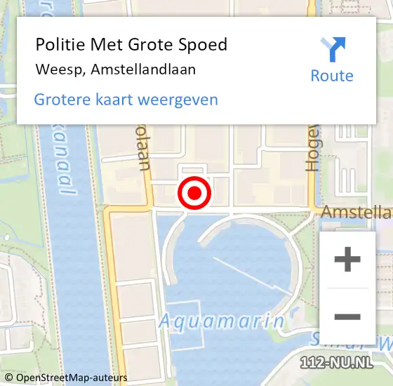 Locatie op kaart van de 112 melding: Politie Met Grote Spoed Naar Weesp, Amstellandlaan op 10 april 2024 17:24