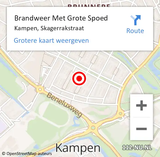 Locatie op kaart van de 112 melding: Brandweer Met Grote Spoed Naar Kampen, Skagerrakstraat op 10 april 2024 17:33