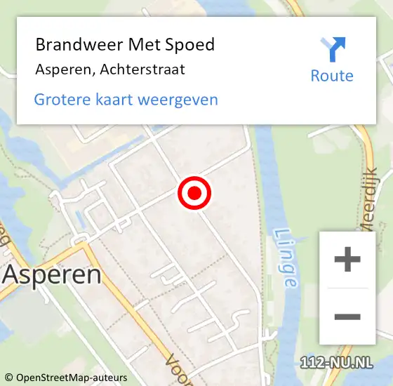 Locatie op kaart van de 112 melding: Brandweer Met Spoed Naar Asperen, Achterstraat op 10 april 2024 17:38