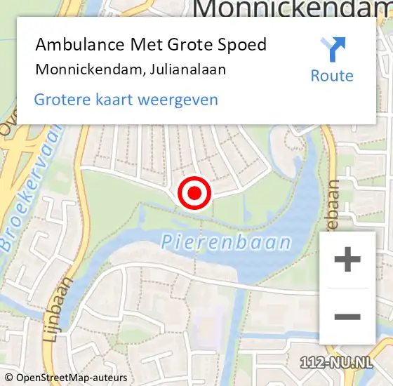 Locatie op kaart van de 112 melding: Ambulance Met Grote Spoed Naar Monnickendam, Julianalaan op 10 april 2024 17:40
