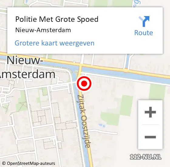 Locatie op kaart van de 112 melding: Politie Met Grote Spoed Naar Nieuw-Amsterdam op 10 april 2024 18:00