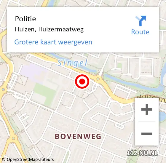 Locatie op kaart van de 112 melding: Politie Huizen, Huizermaatweg op 10 april 2024 18:23