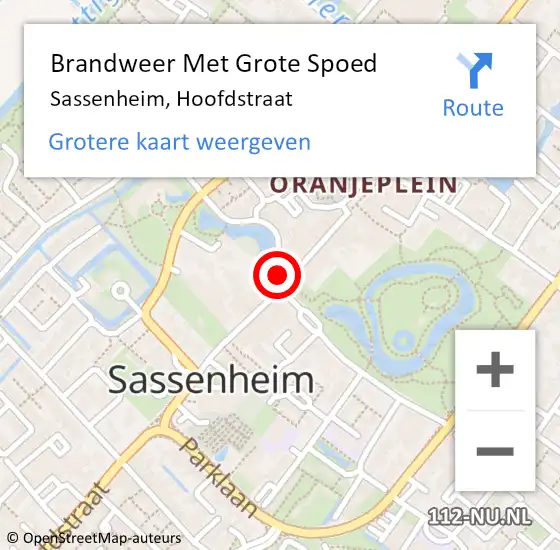 Locatie op kaart van de 112 melding: Brandweer Met Grote Spoed Naar Sassenheim, Hoofdstraat op 10 april 2024 18:31