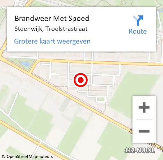 Locatie op kaart van de 112 melding: Brandweer Met Spoed Naar Steenwijk, Troelstrastraat op 10 april 2024 18:32