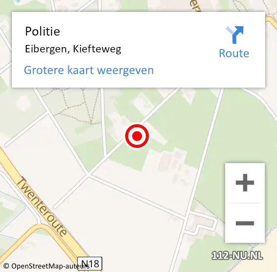 Locatie op kaart van de 112 melding: Politie Eibergen, Kiefteweg op 10 april 2024 20:08