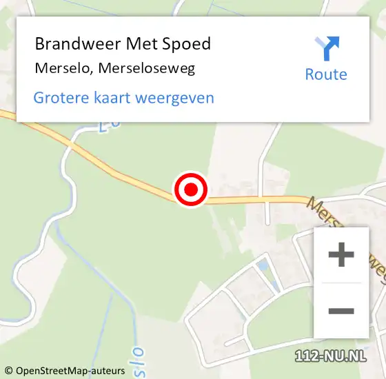 Locatie op kaart van de 112 melding: Brandweer Met Spoed Naar Merselo, Merseloseweg op 10 april 2024 20:09