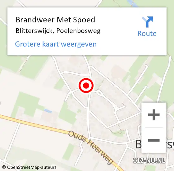Locatie op kaart van de 112 melding: Brandweer Met Spoed Naar Blitterswijck, Poelenbosweg op 10 april 2024 20:16