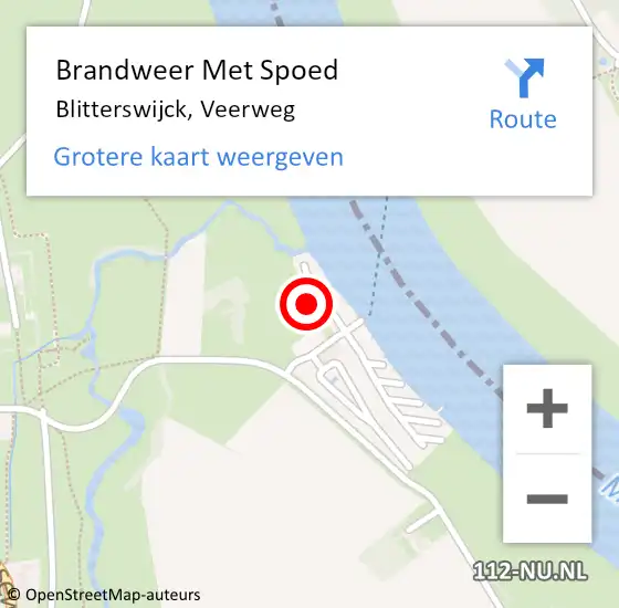 Locatie op kaart van de 112 melding: Brandweer Met Spoed Naar Blitterswijck, Veerweg op 10 april 2024 20:17