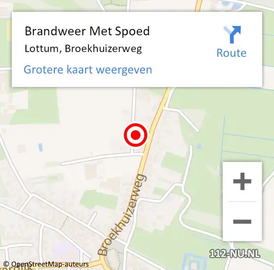 Locatie op kaart van de 112 melding: Brandweer Met Spoed Naar Lottum, Broekhuizerweg op 10 april 2024 20:22