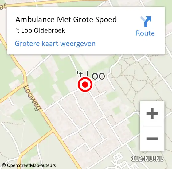Locatie op kaart van de 112 melding: Ambulance Met Grote Spoed Naar 't Loo Oldebroek op 10 april 2024 20:32