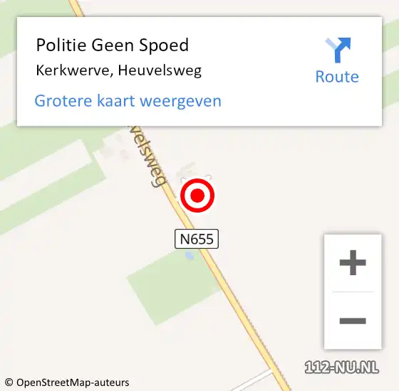 Locatie op kaart van de 112 melding: Politie Geen Spoed Naar Kerkwerve, Heuvelsweg op 10 april 2024 20:53